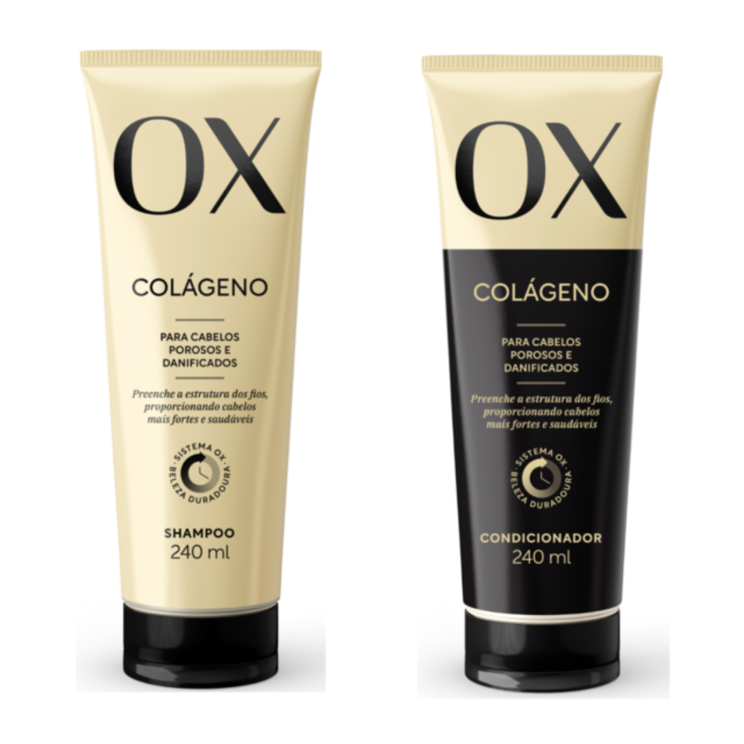 OX Kit Colágeno Shampoo + Condicionador (240ml Cada)